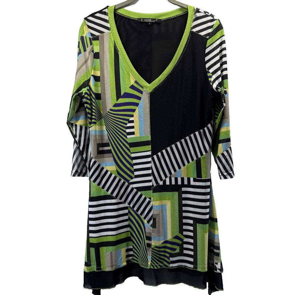 Lior Paris Women's Dress Size Small Mesh Y2K Asymmetrical Hem Mixed Media Hippie